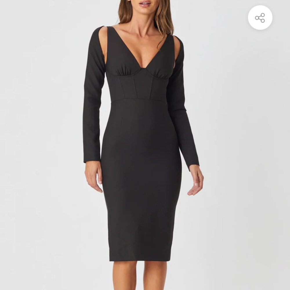 Bianca and Bridgett Midi Xanthe Black Dress